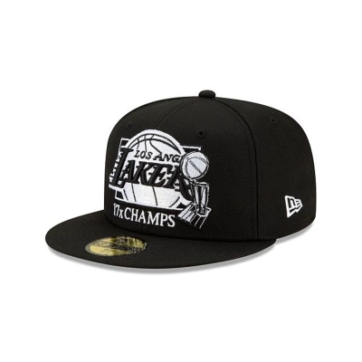 Los Angeles Lakers Gorra | New Era NBA 17x Champs 59fifty Fitted Cap Mexico - Negros